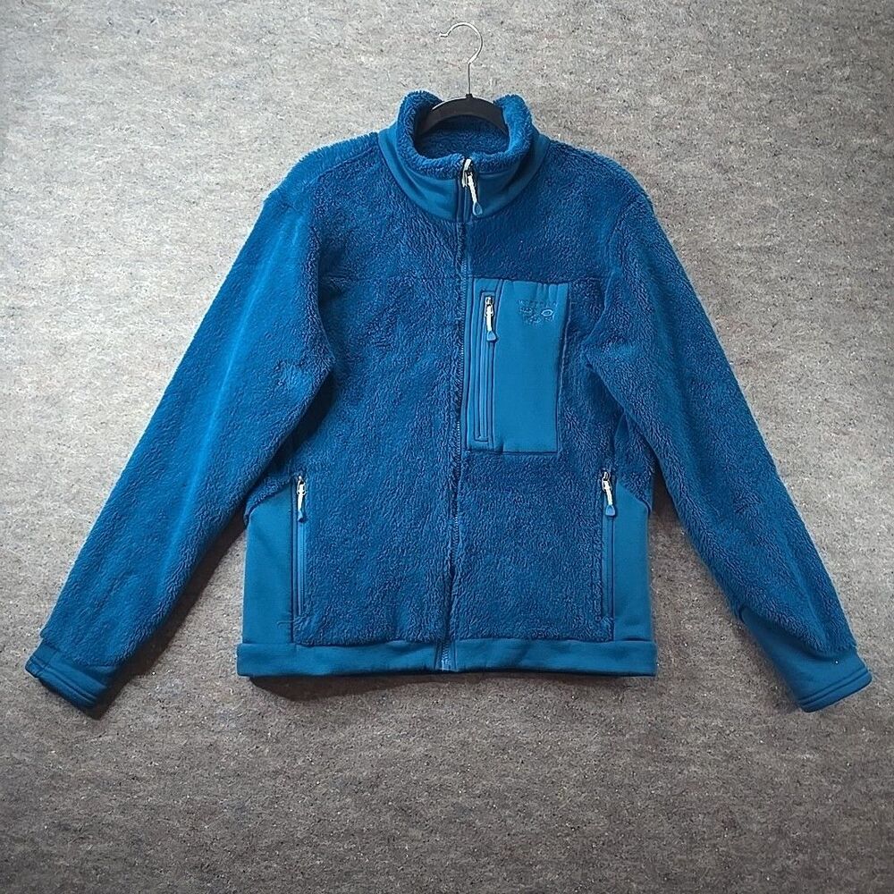 Mountain Hardwear Monkey Fleece Full Zip Jacket Womens Sz L Blue Cozy Warm